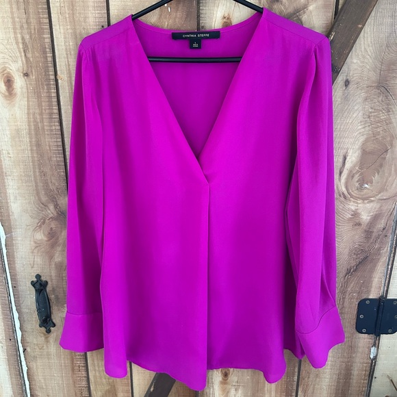 Cynthia Steffe Tops - Cynthia Steffe Magenta Blouse Large Fuchsia Career Top Bright Pink Vibrant